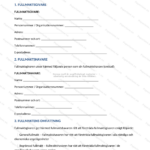 Första sidan av en A4-allmänfullmakt (sida 1/6), formulär med textfält, kryssrutor och plats för underskrift.