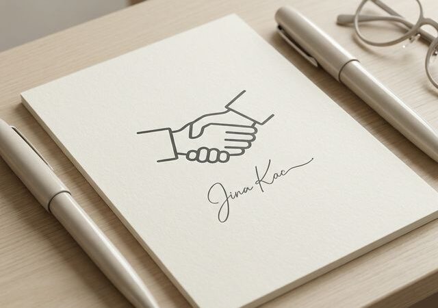 Jobbsökande på intervju, handslag mellan kandidat och arbetsgivare vid skrivbord