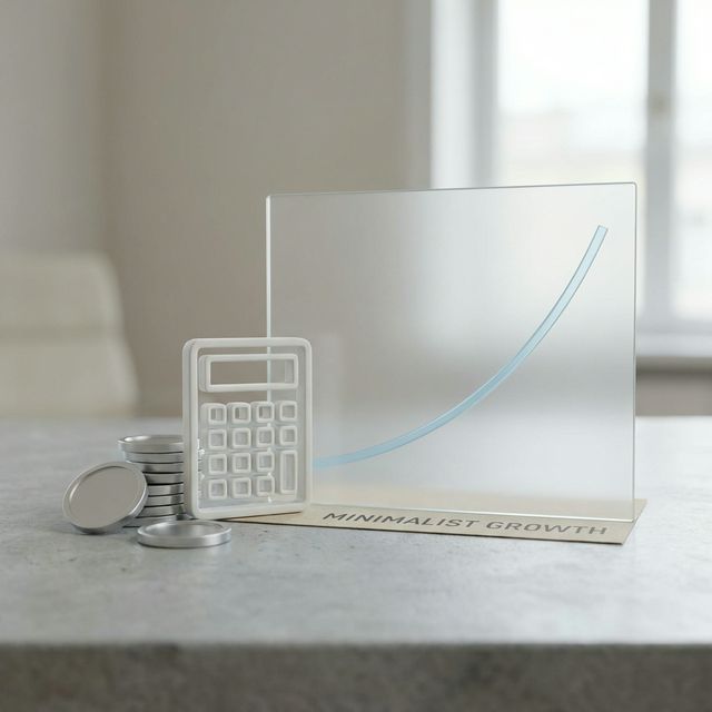 Blogg om ekonomi: bärbar dator med finansdiagram, räknare, papper och mynt på skrivbord