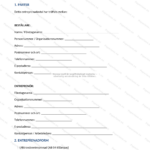 Första sidan av ett entreprenadavtal i A4-format med rubriker och signaturfält