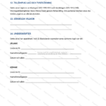 Fjärde sidan av ett fordonsköpeavtal i A4-format med tryckt text, tabeller och underskriftsfält