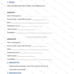 Första sidan av ett jordbruksarrendeavtal i A4-format med rubrik, textblock och plats för underskrift