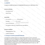 Andra sidan av licensavtal för programvara, A4-sida med text, rubriker och paragrafindelning