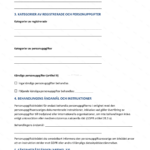 Sida 2 av ett A4-dokument med rubriken Personuppgiftsbiträdesavtal, löpande text och tabeller